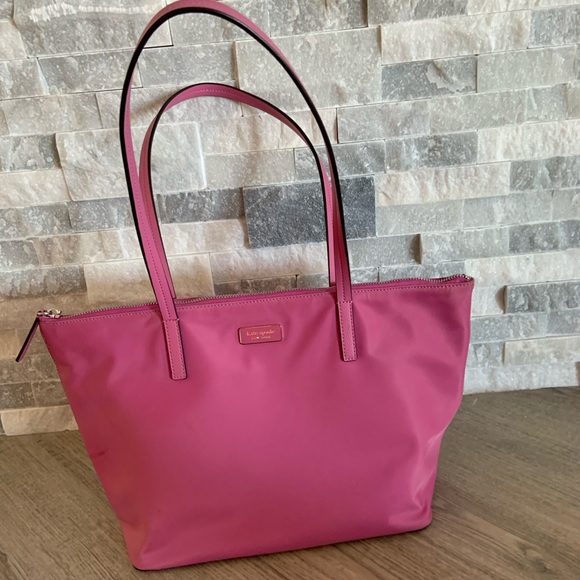 kate spade Bags Kate Spade Hot Pink Hayden Top Zip Nylon Tote